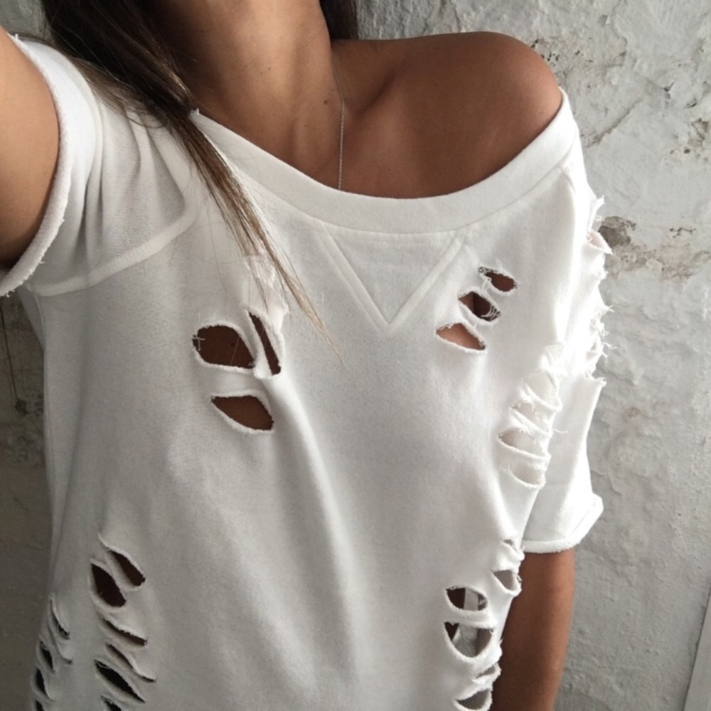 Distressed Sweatshirt Dress Tunic